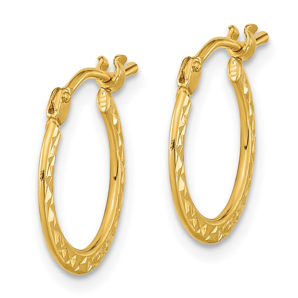 14k 1.00x Polished Diamond-cut Tube Hoop Earrings