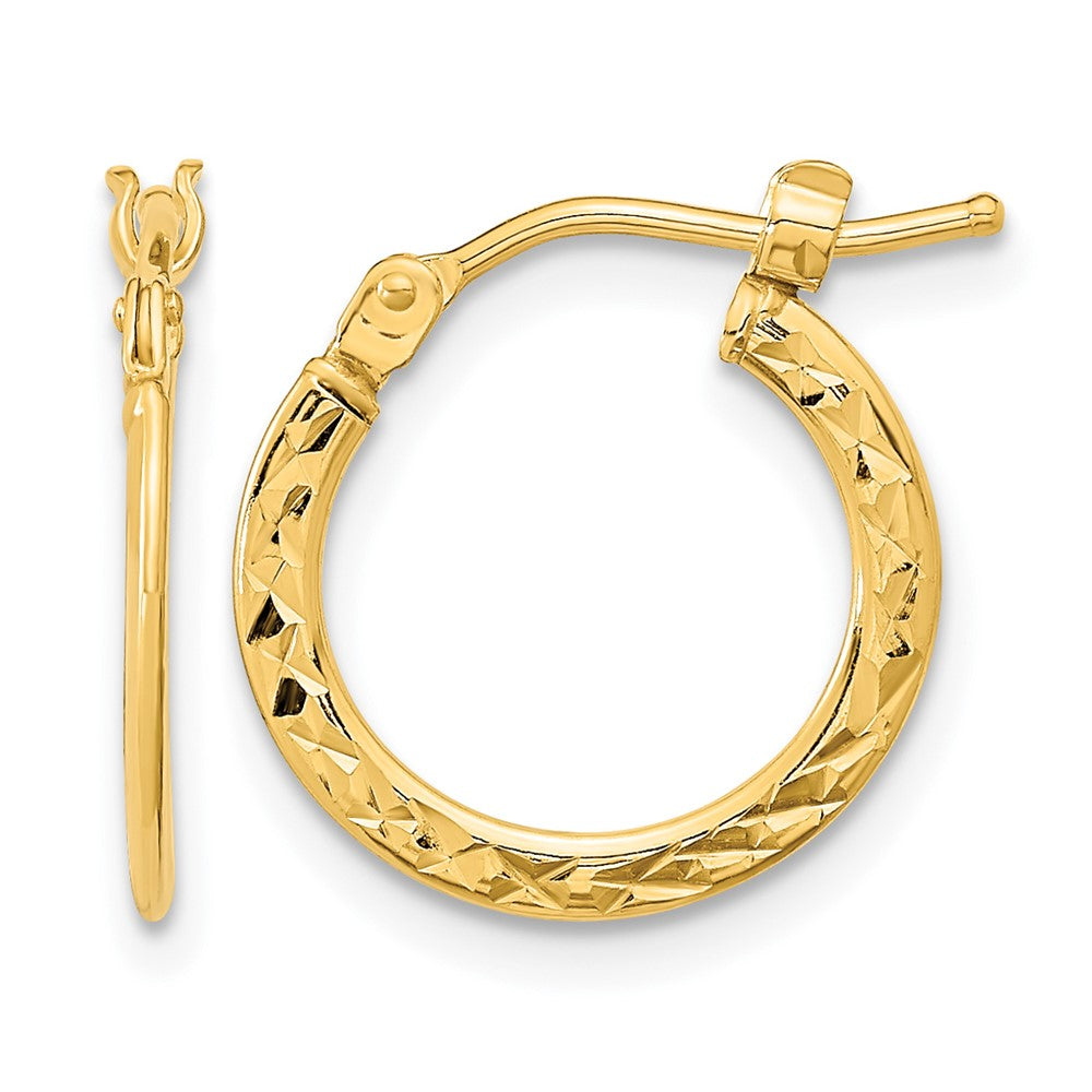 14k 1.00x Polished Diamond-cut Tube Hoop Earrings