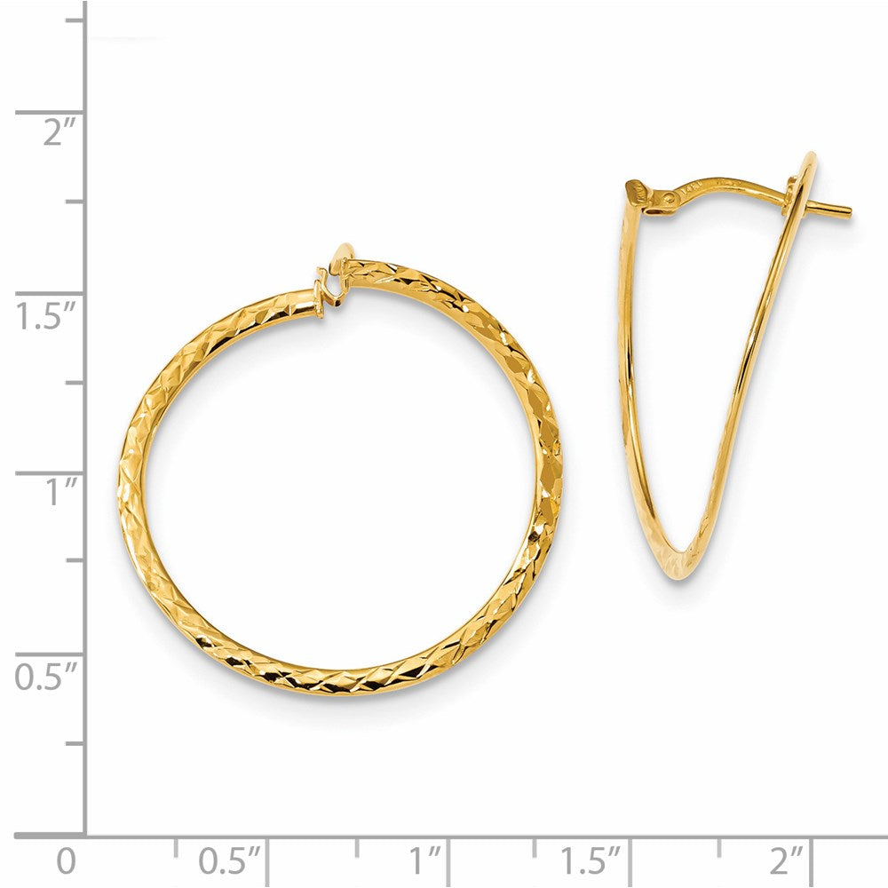 14k Gold D/C and Polished Twisted Hoop Earrings