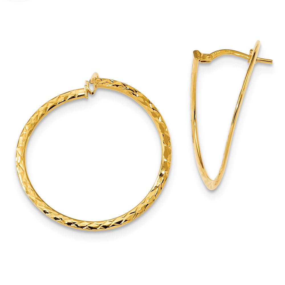 14k Gold D/C and Polished Twisted Hoop Earrings