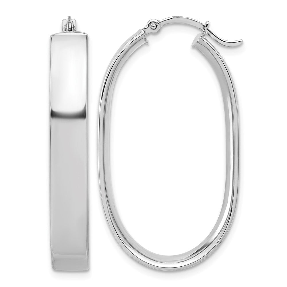 14k White Gold 5.75x Polished Oval Tube Hoop Earrings