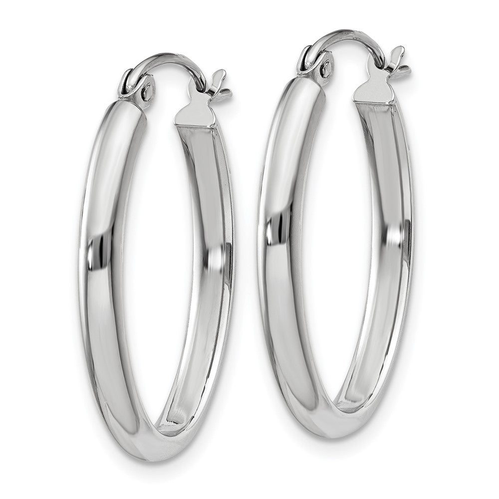 14k White Gold 2.75x Polished Oval Tube Hoop Earrings