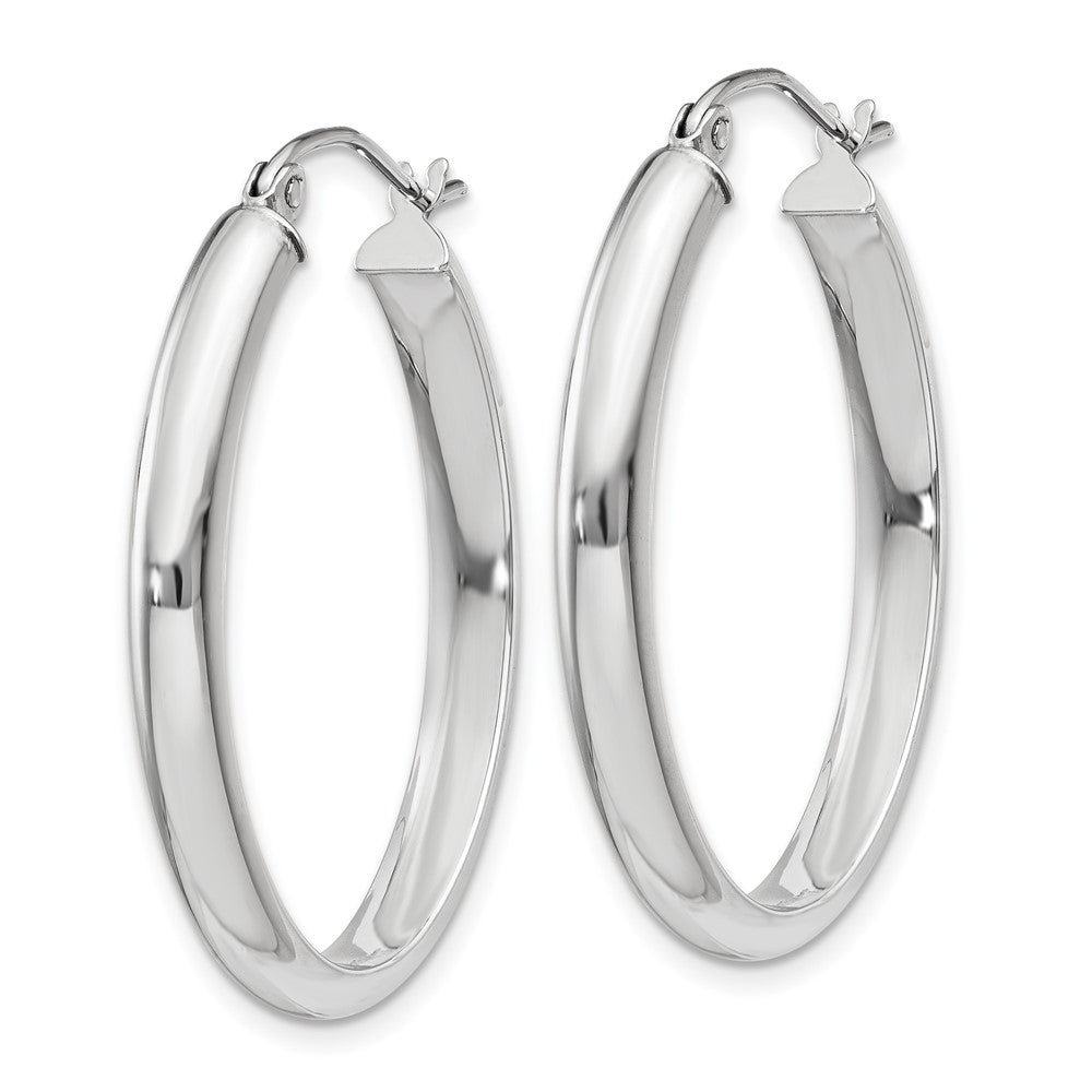 14k White Gold 3.75x Polished Oval Tube Hoop Earrings
