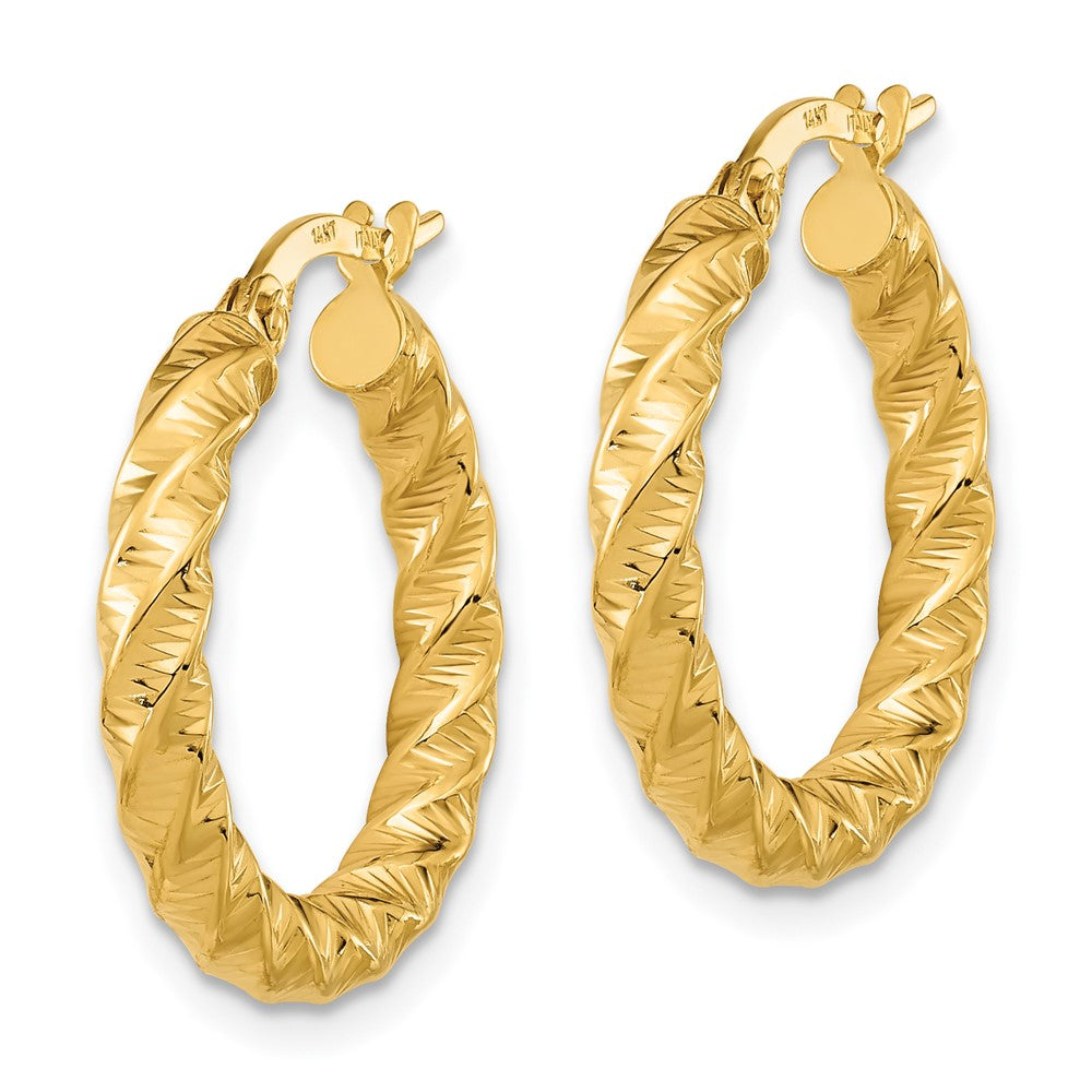 14k Gold Polished Twisted Hoop Earrings