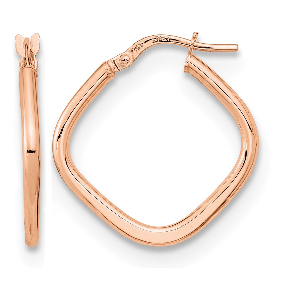 14k Rose Gold 1.7x Polished Square Tube Hoop Earrings