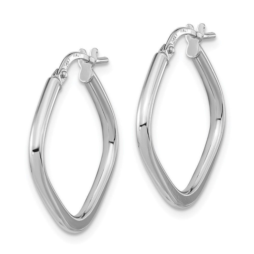 14k White Gold 1.7x Polished Square Tube Hoop Earrings