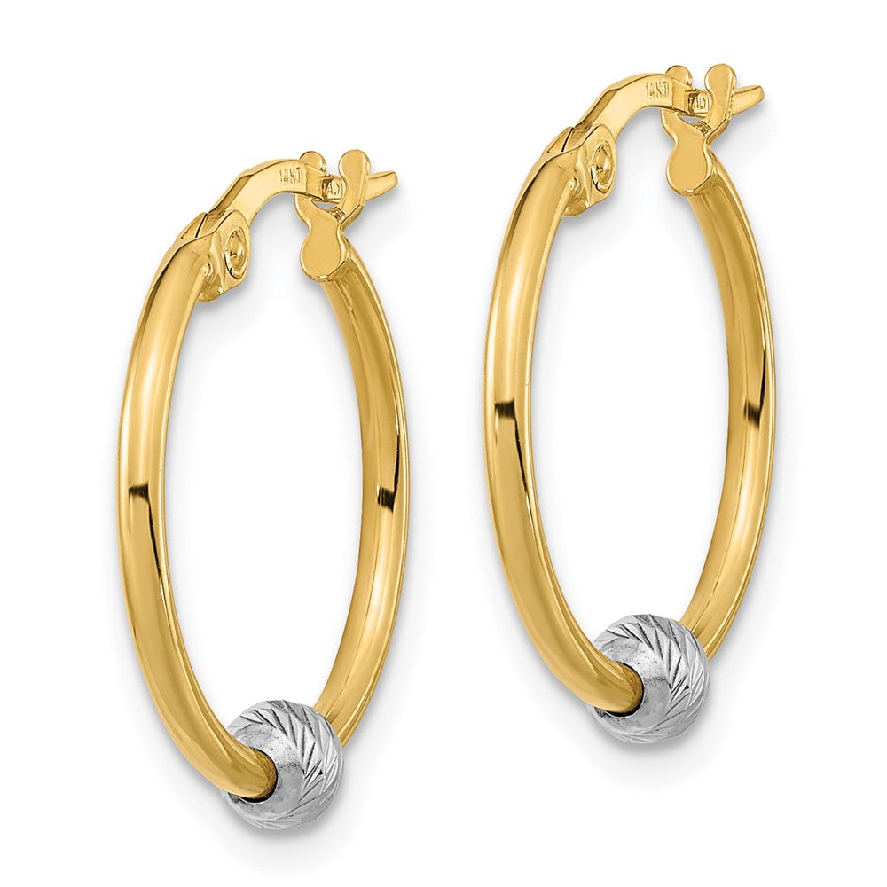 14K Two-Tone Polished Diamond-cut Hoop Earrings