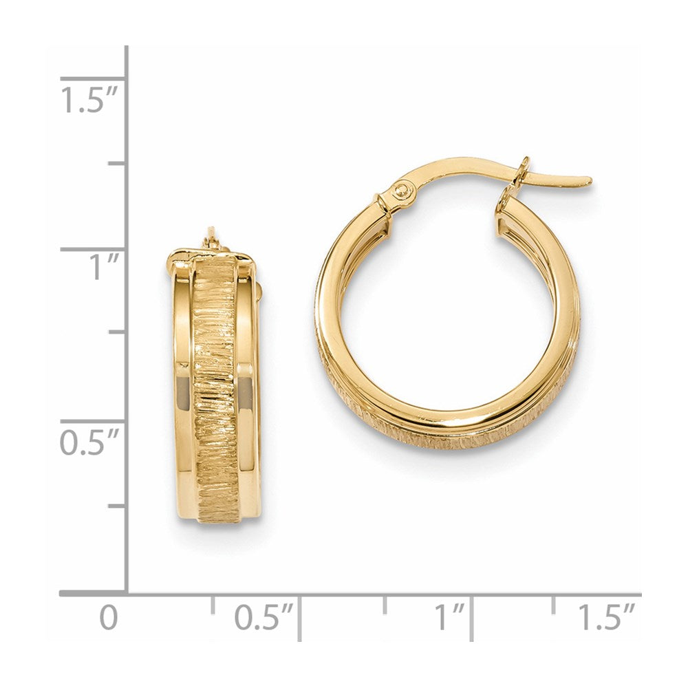 14k Polished Satin Hoop Earrings