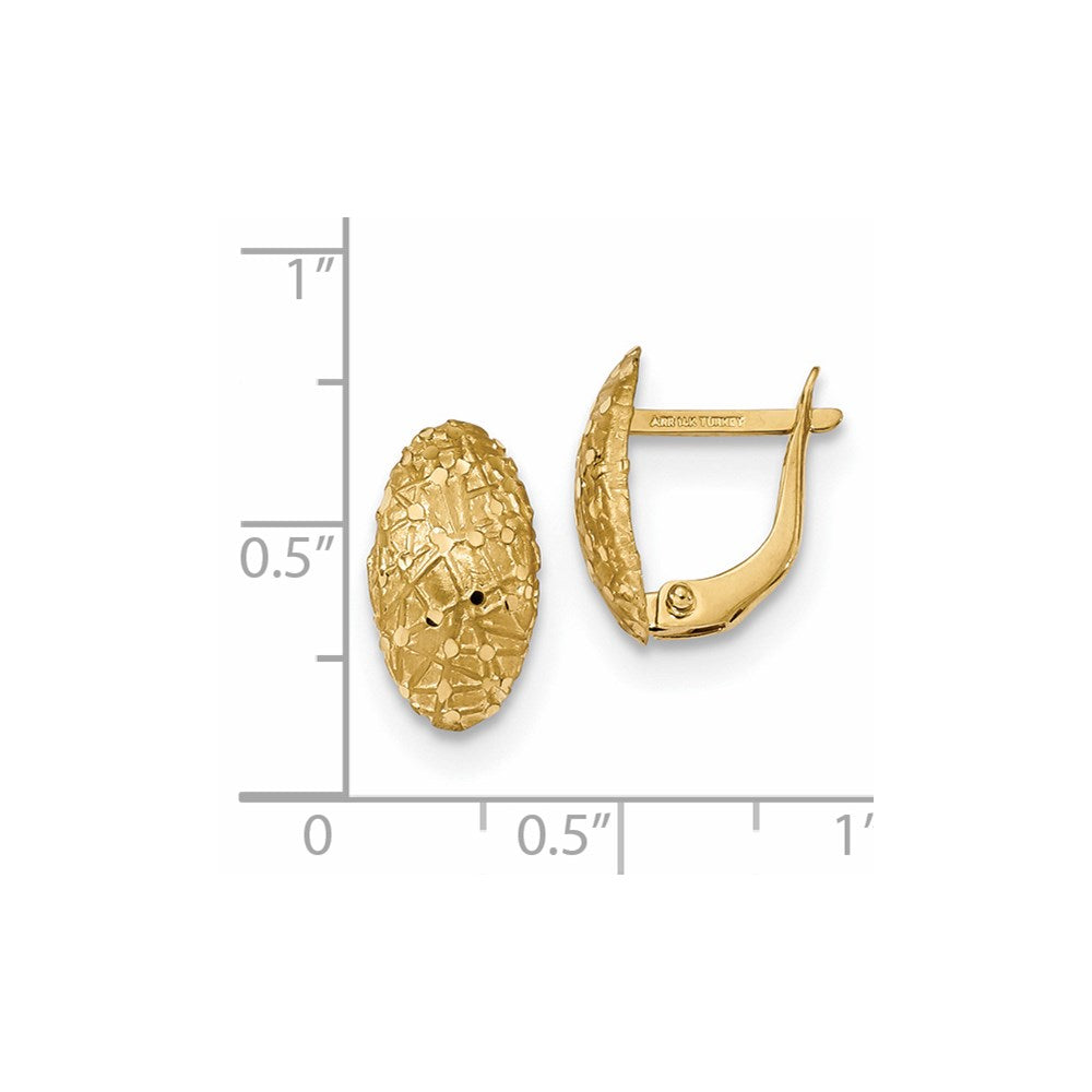 14k Textured & D/C Hinged Hoop Earrings