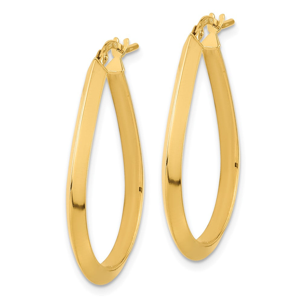 14k Polished Knife Edge Teardrop Shape Hoop Earrings