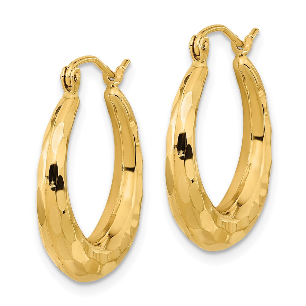 14k 3.5x Polished Diamond-cut Tapered Hollow Hoop Earrings