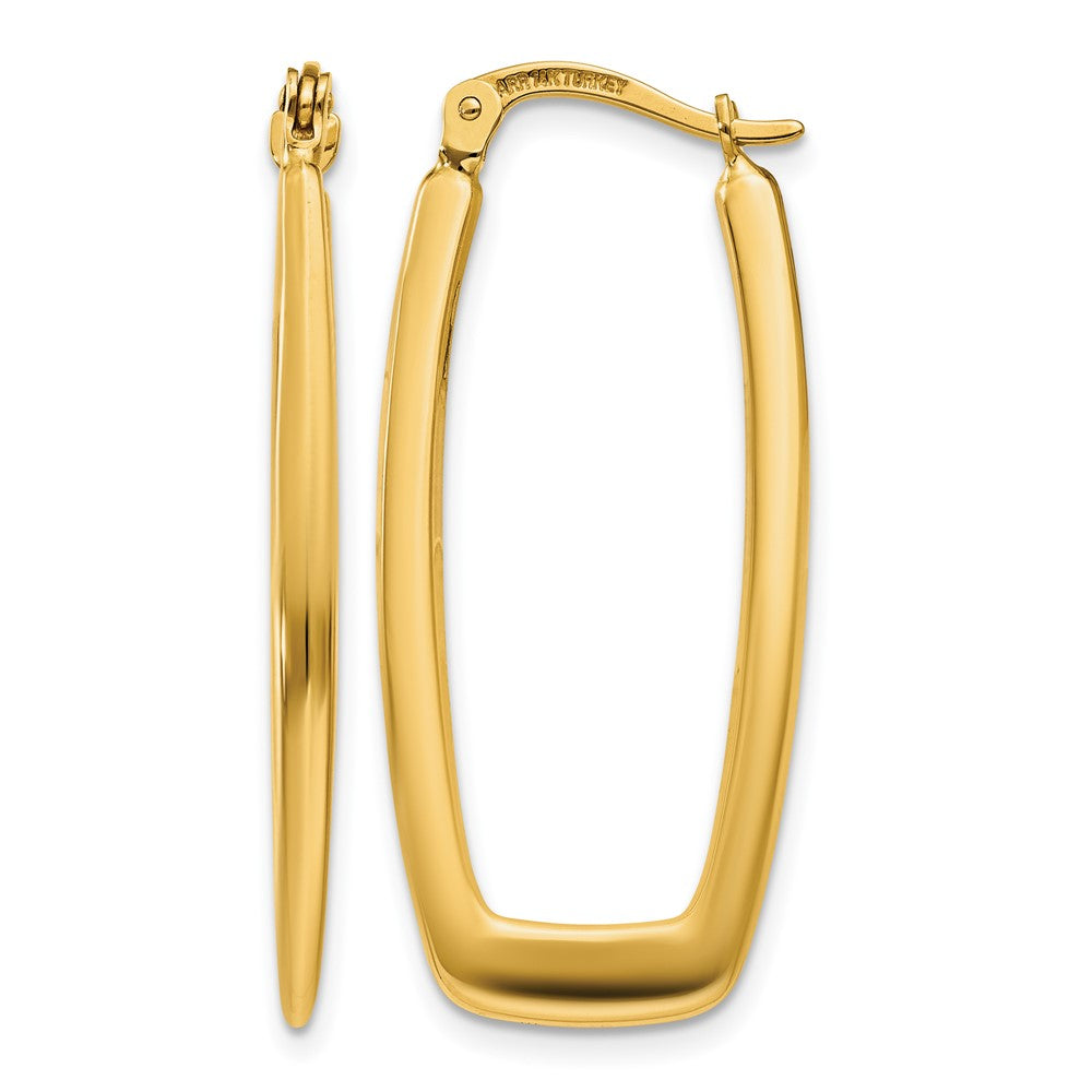 14k 2.25x Polished Rectangle Tube Hoop Earrings