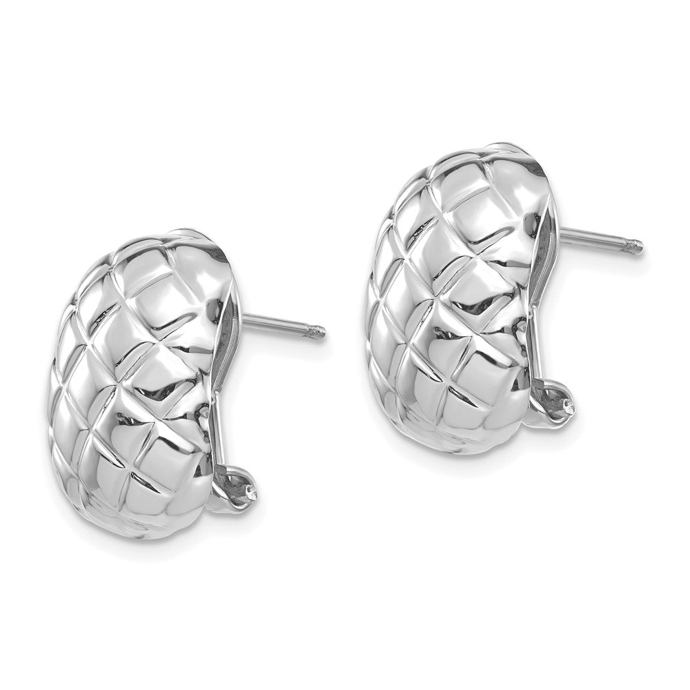 14k White Gold 12x Polished Crisscross Omega Back Post Earrings