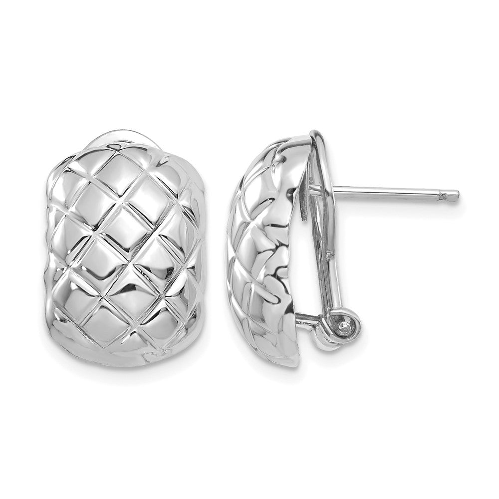 14k White Gold 12x Polished Crisscross Omega Back Post Earrings