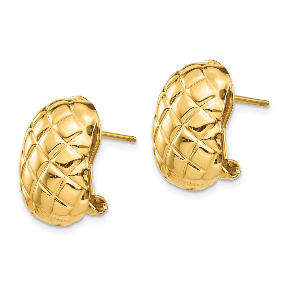 14k 12x Polished Crisscross Omega Back Post Earrings