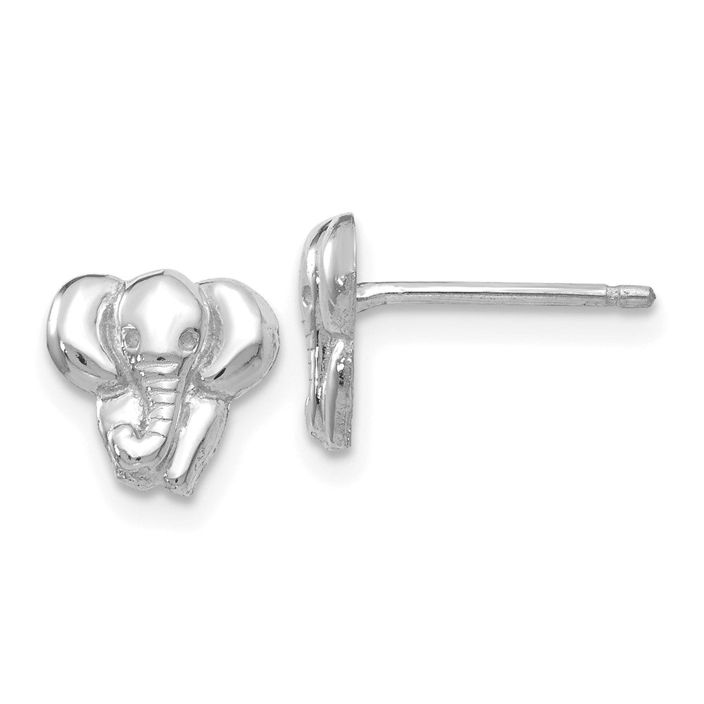 14k White Gold Elephant Earrings