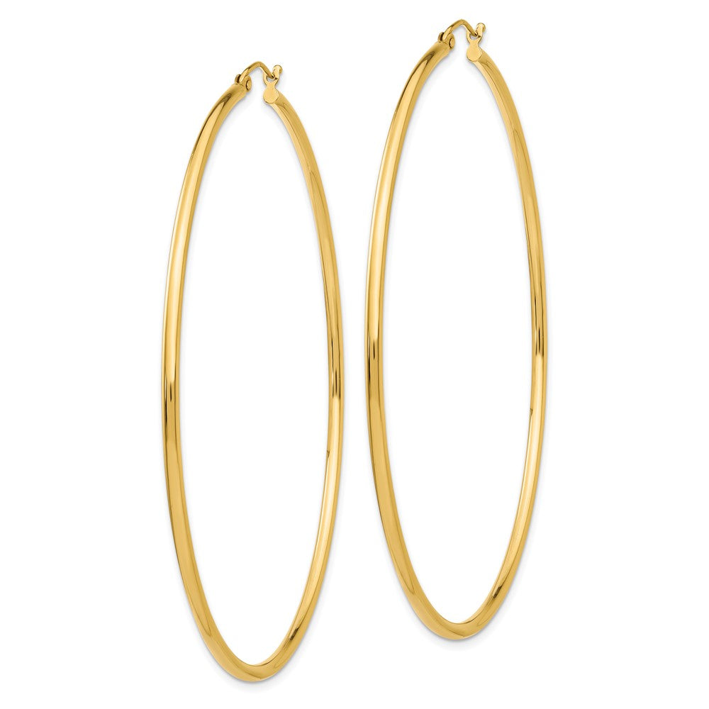 14k Polished 2x Round Tube Hoop Earrings