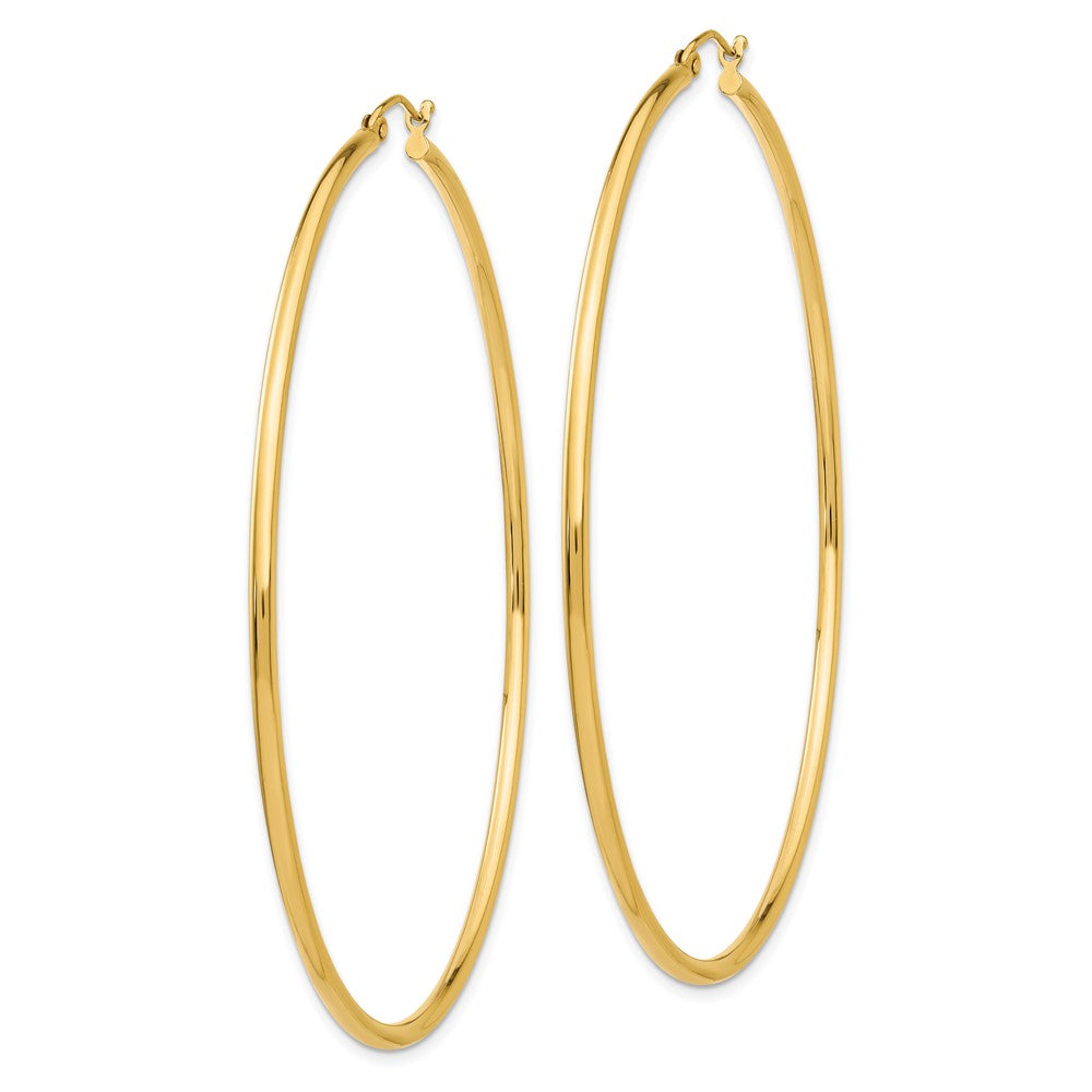 14k 2x Polished Round Tube Hoop Earrings
