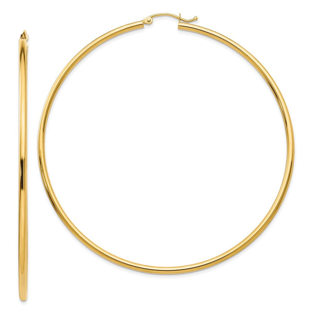 14k Polished 2x Round Tube Hoop Earrings