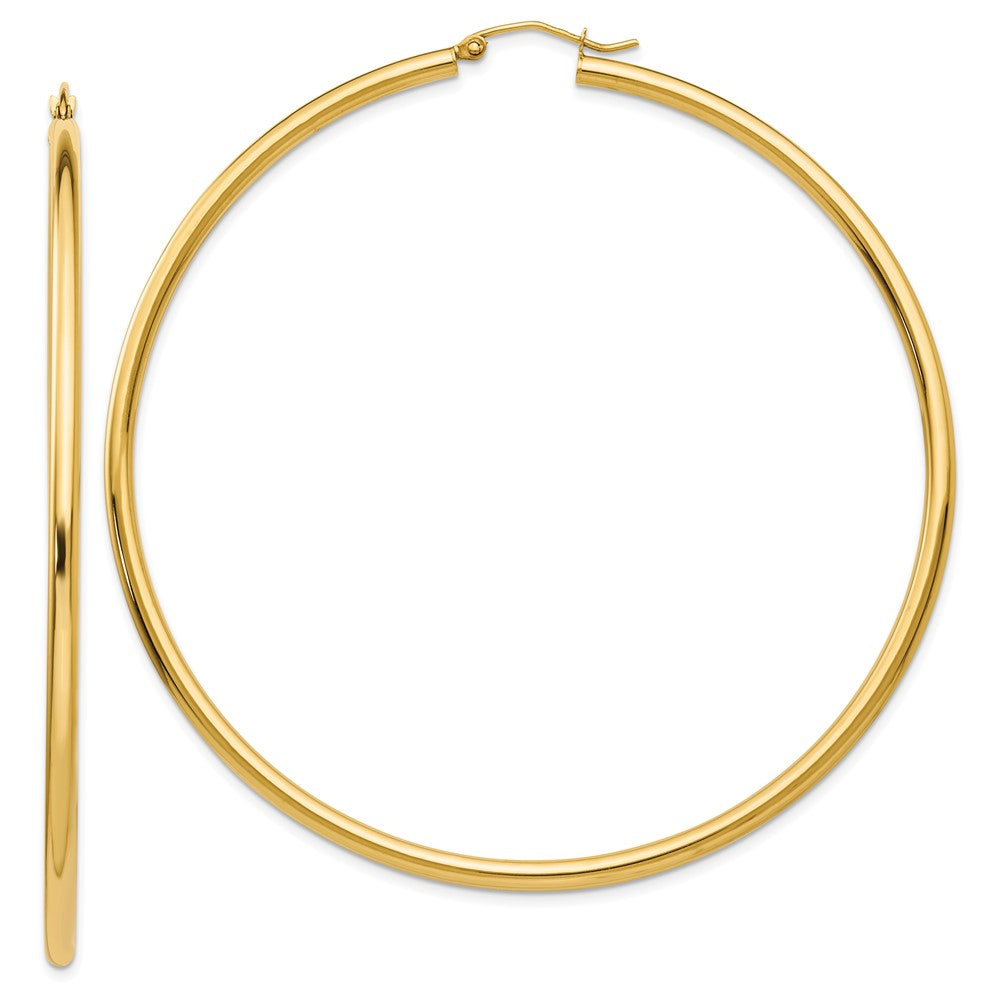 14k Polished 2.25x Round Tube Hoop Earrings