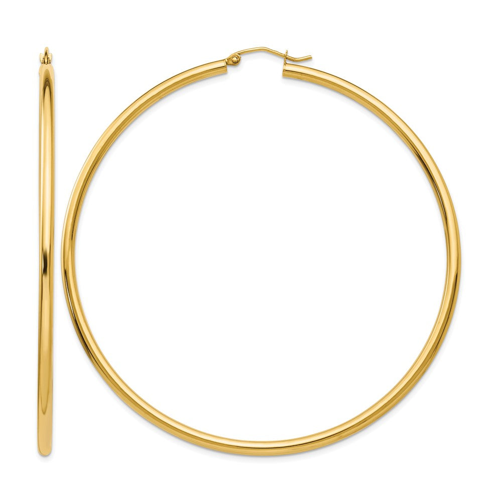 14k 2.25x Polished Round Tube Hoop Earrings