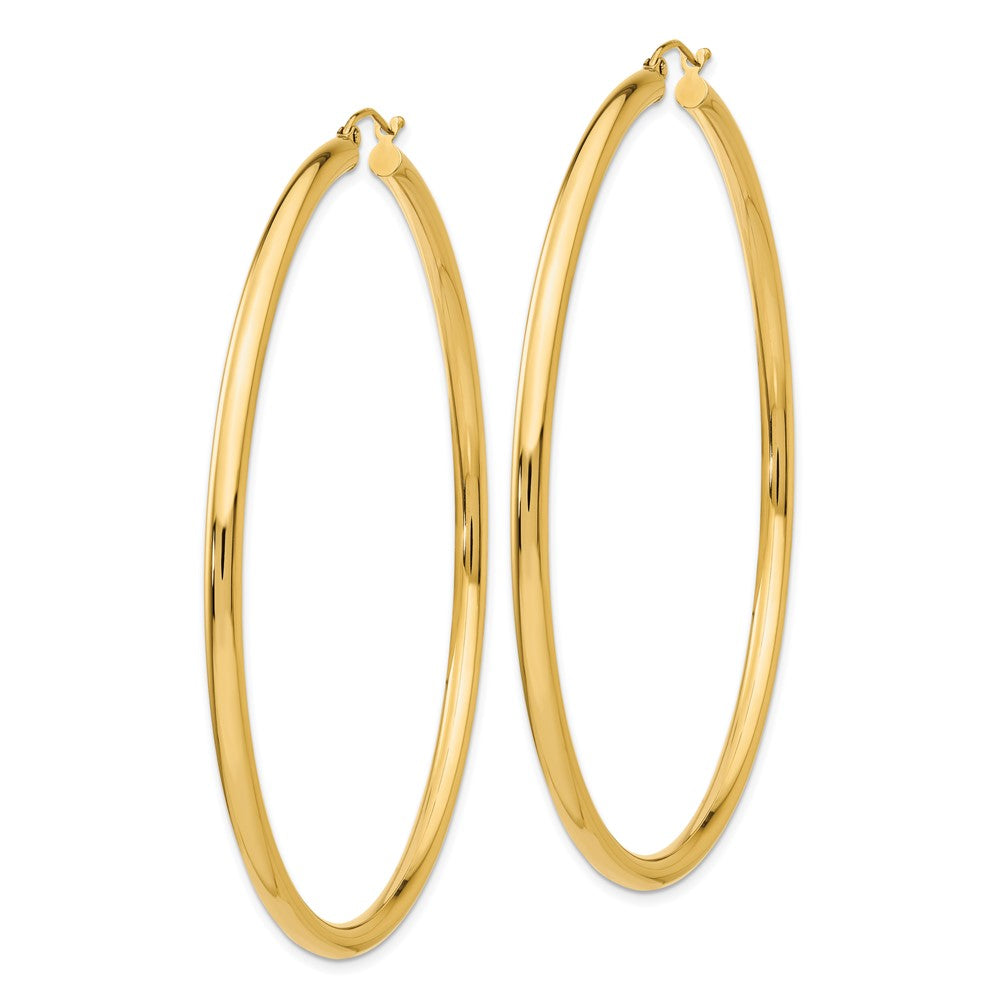 14k 3x Polished Round Tube Hoop Earrings