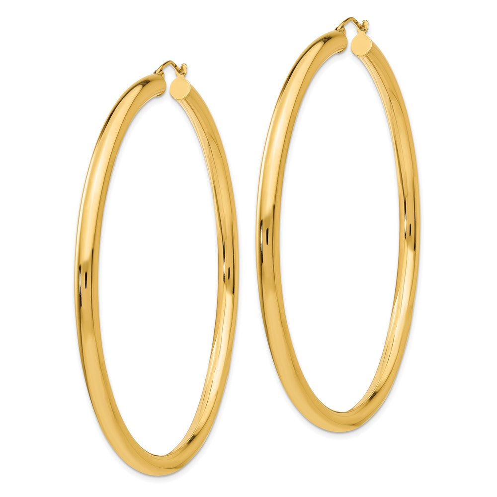 14k Polished 4x Round Tube Hoop Earrings