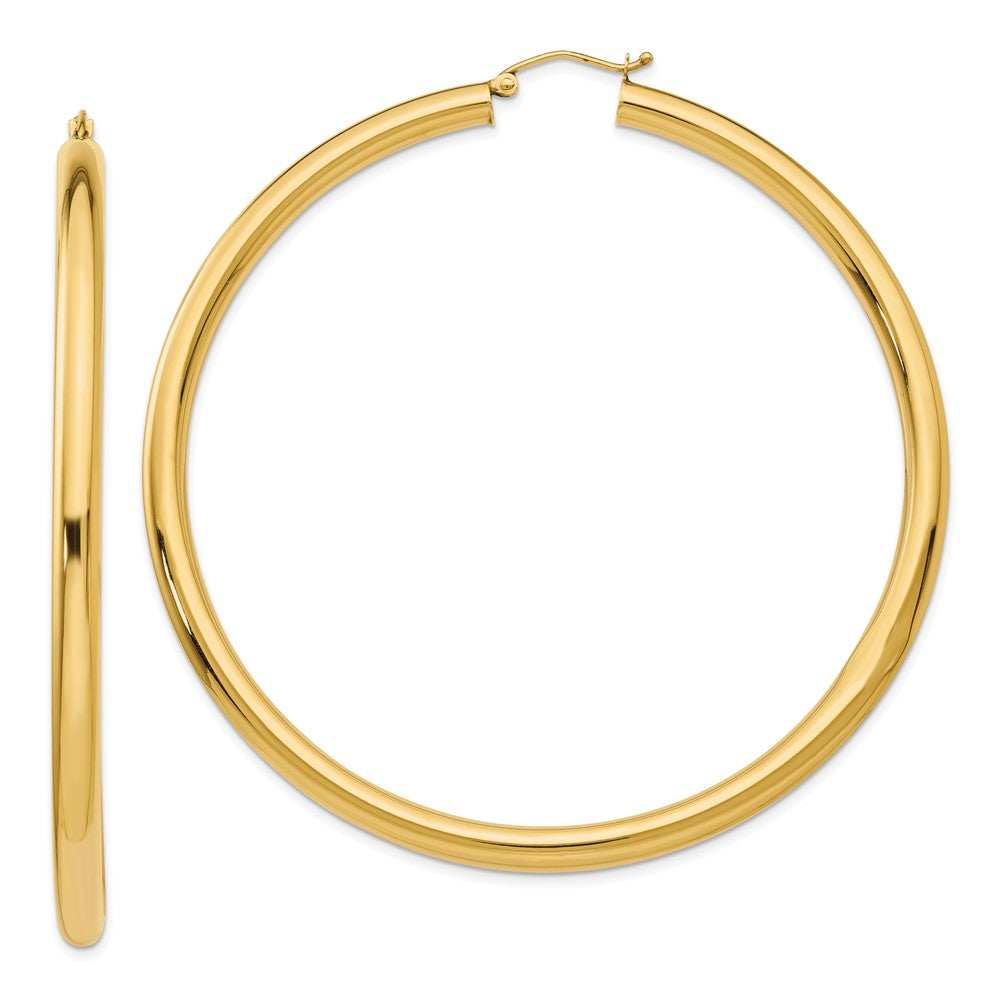 14k Polished 4x Round Tube Hoop Earrings