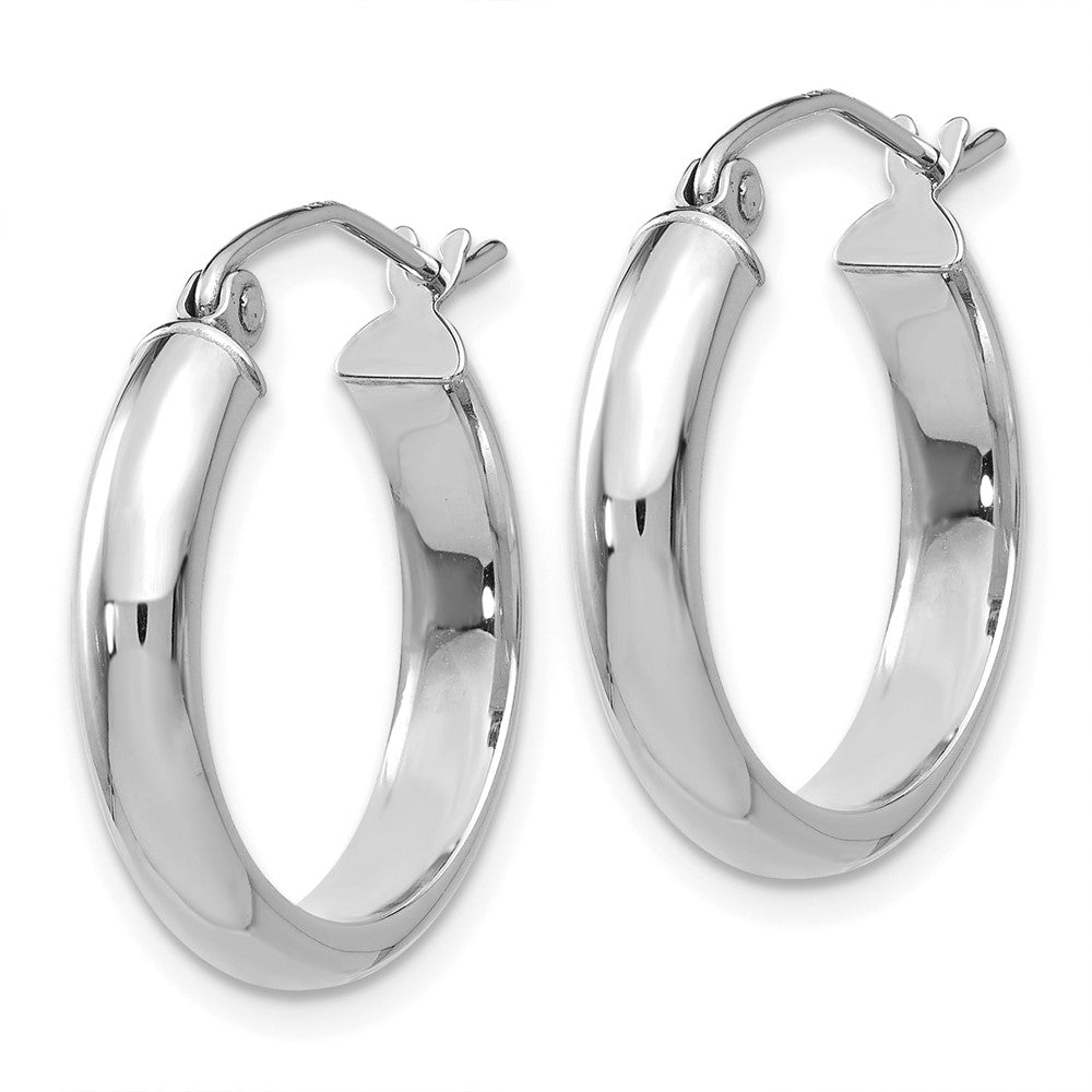 14k White Gold 3.75x Round Tube Hoop Earrings