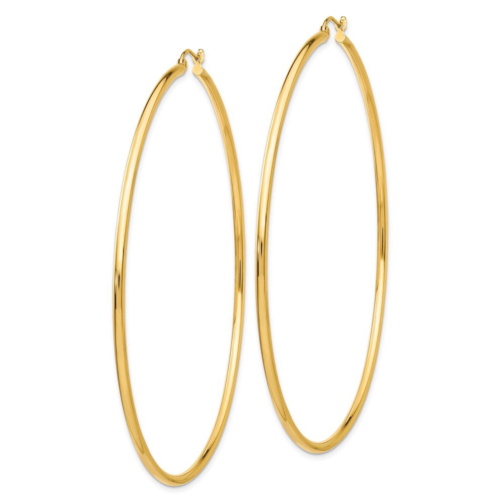 14k 2x Polished Lightweight Round Tube Hoop Earrings
