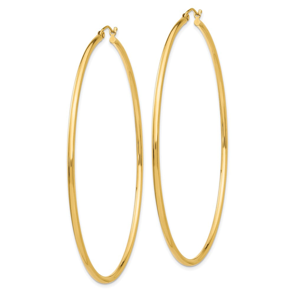 14k Polished 2x Lightweight Round Tube Hoop Earrings