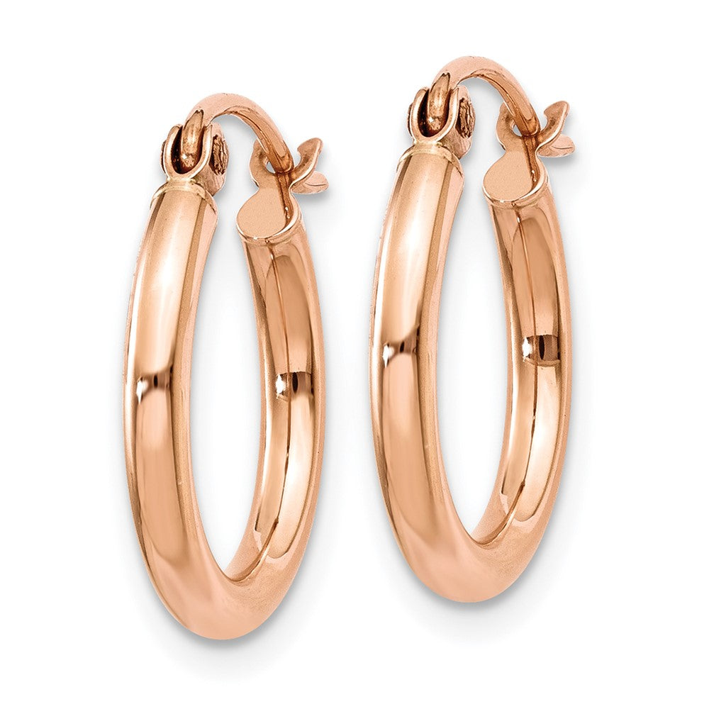 14k Rose Gold 2x Polished Lightweight Tube Hoop Earrings