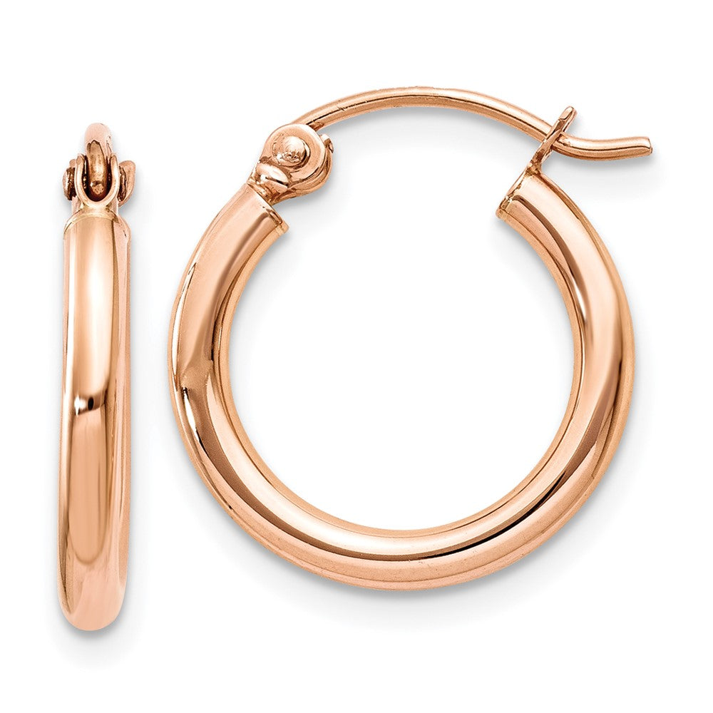 14k Rose Gold Polished Lightweight Tube Hoop Earrings