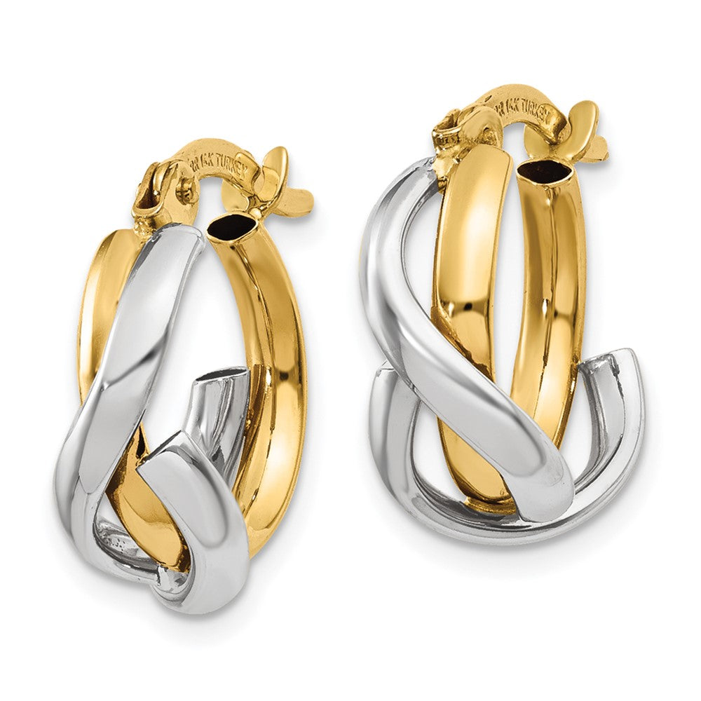 14K Two-Tone Polished Fancy Hoop Earrings