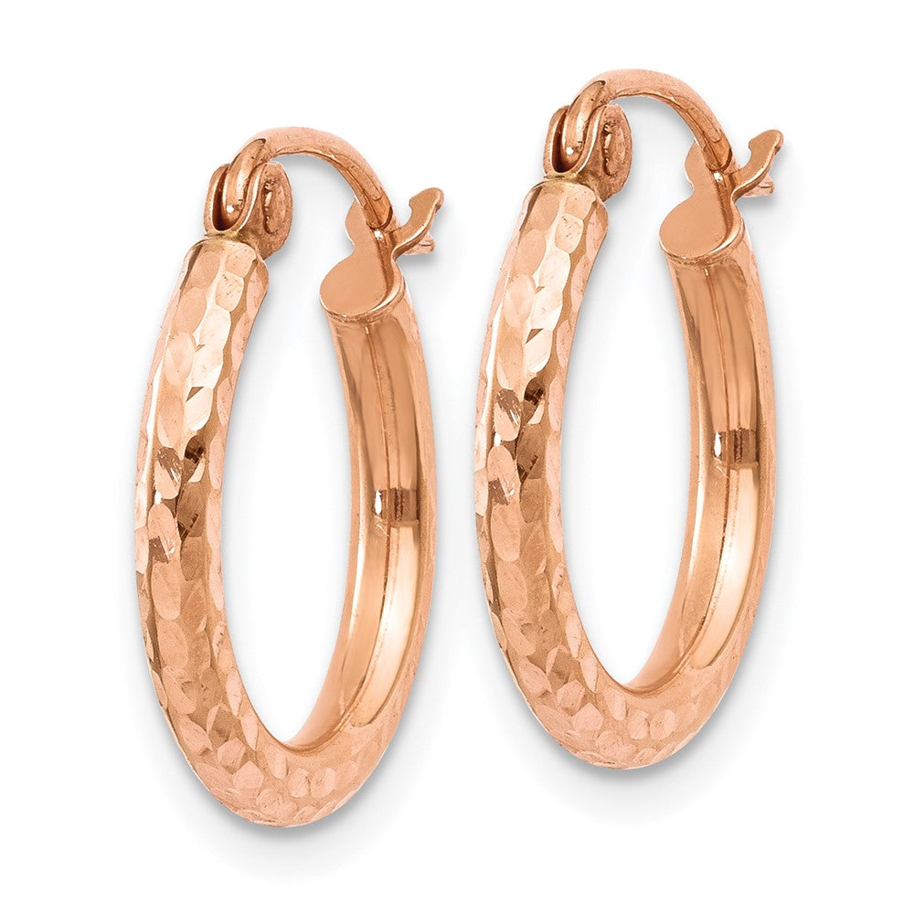 14k Rose Gold 2x Lightweight Diamond-cut Tube Hoop Earrings