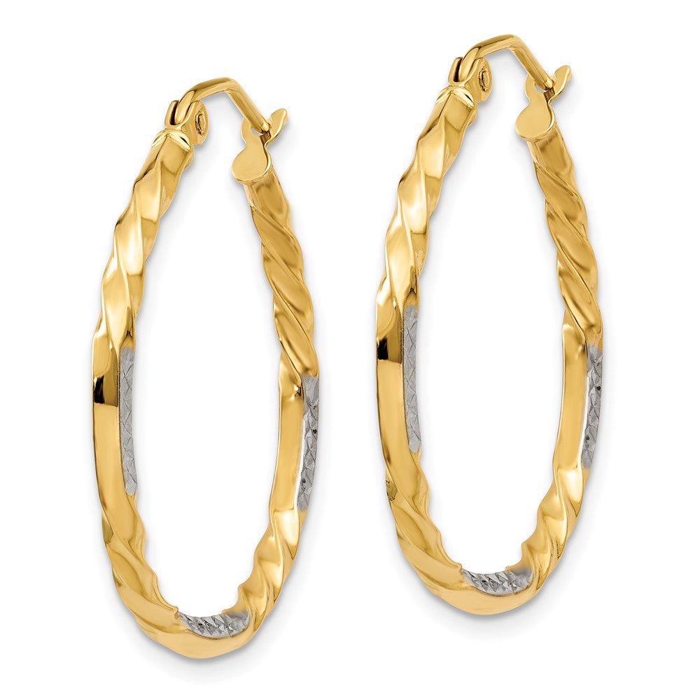 14k & Rhodium Diamond-cut Twisted Hoop Earrings