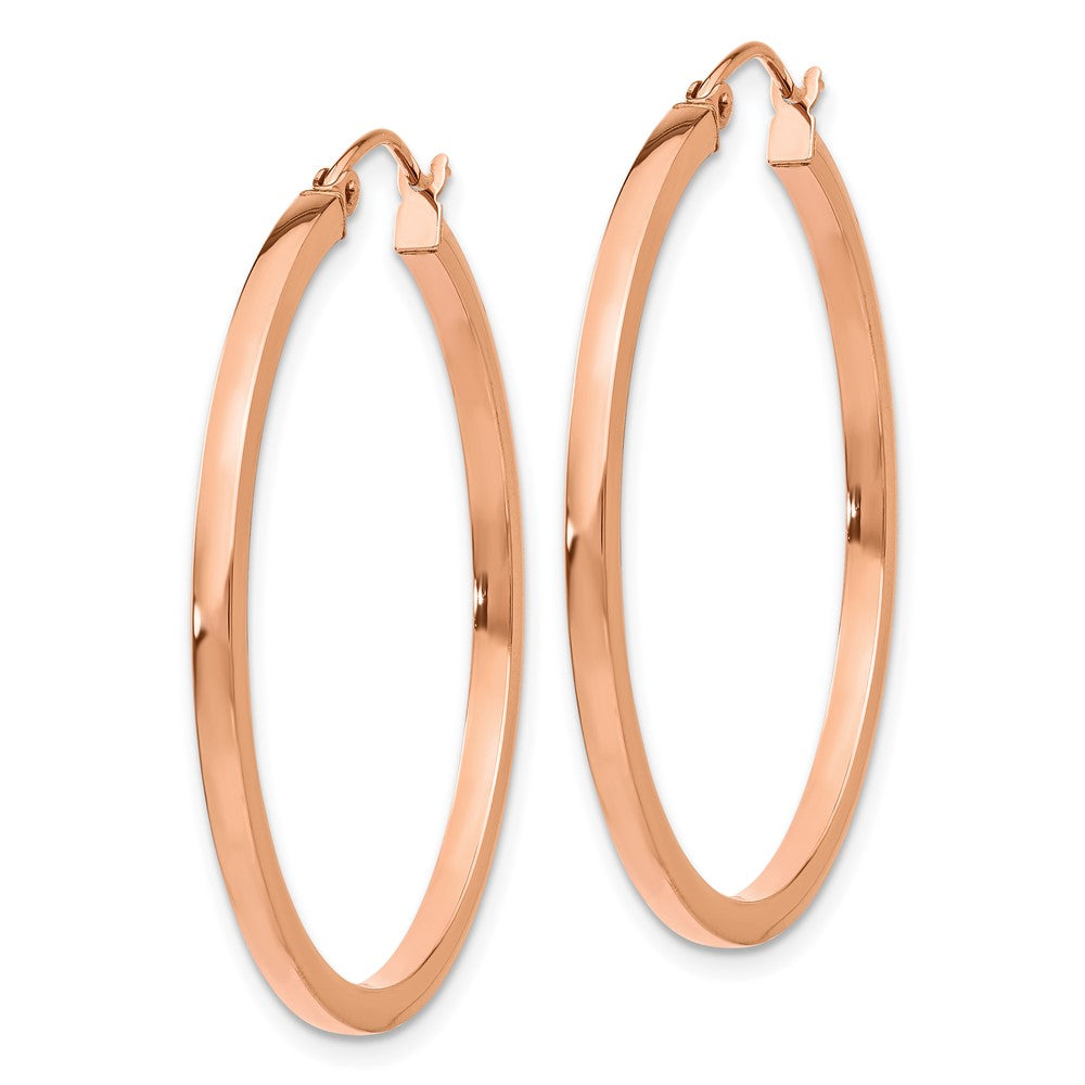 14k Rose Gold 2x Polished Lightweight Square-Tube Hoop Earrings