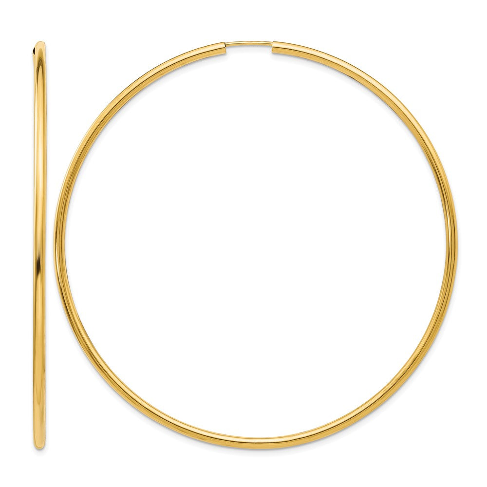 14K 2x Polished Endless Tube Hoop Earrings