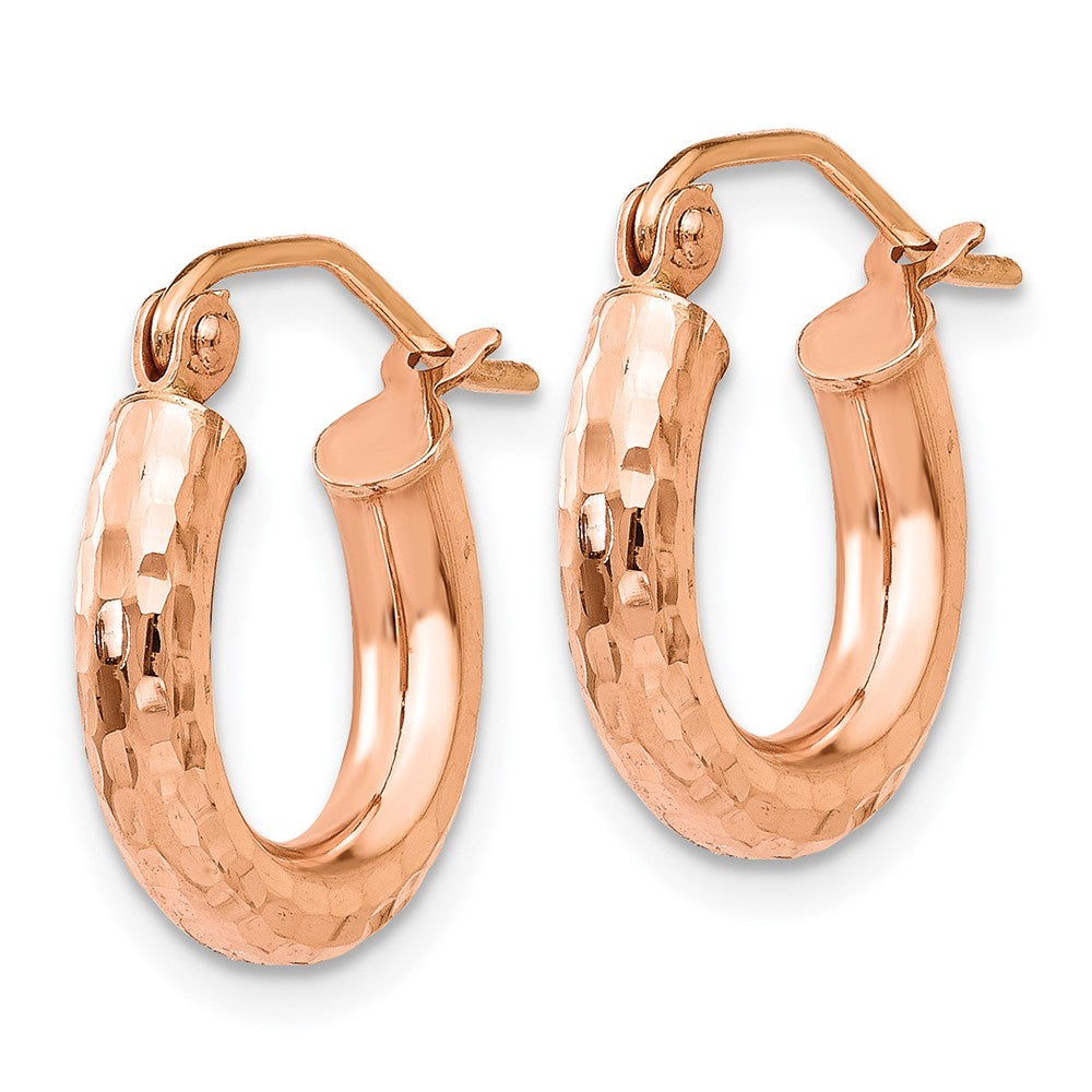 14k Rose Gold 3.25x Polished Lightweight Diamond-cut Tube Hoop Earrings
