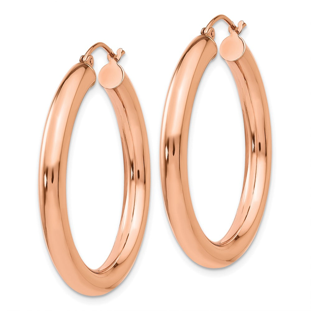 14k Rose Gold 4x Polished Tube Hoop Earrings