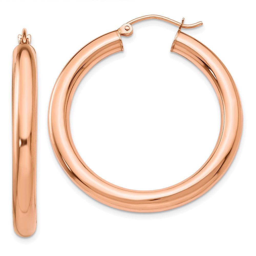 14k Rose Gold 4x Polished Tube Hoop Earrings