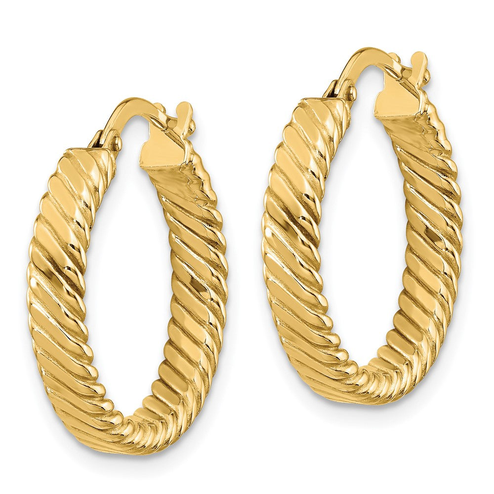14K Small Patterned Hoop Earrings
