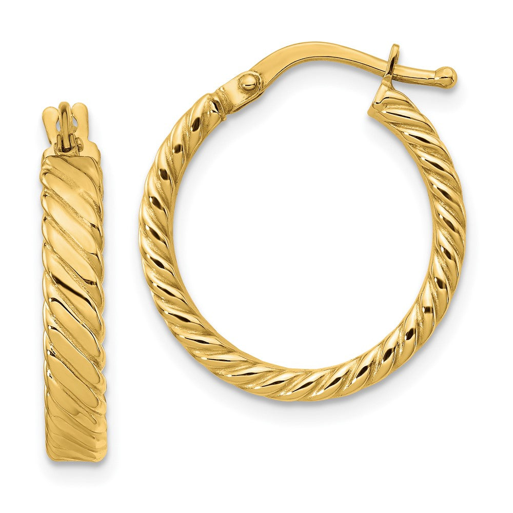 14K Small Patterned Hoop Earrings