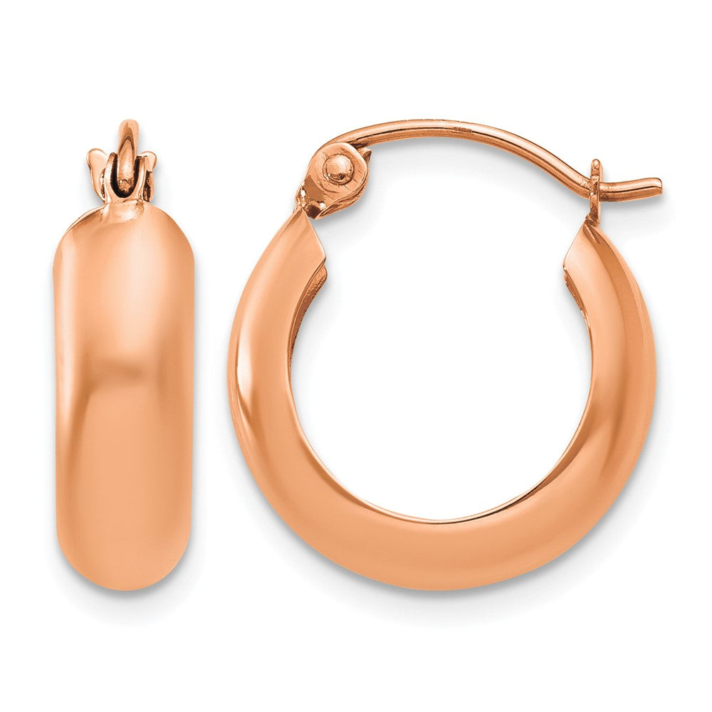 14k Rose Gold 4.75x Polished Round Hoop Earrings