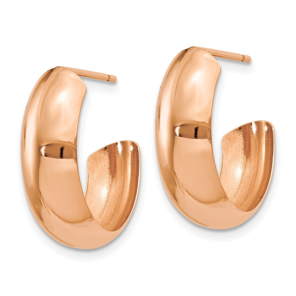 14k Rose Gold 6.5x Polished J-Hoop Post Earrings