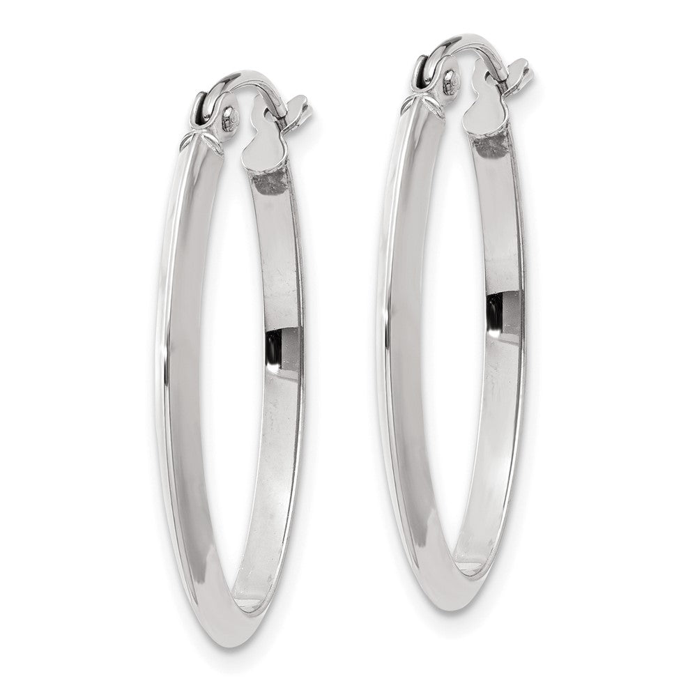 14k White Gold 2x Polished Oval Tube Hoop Earrings