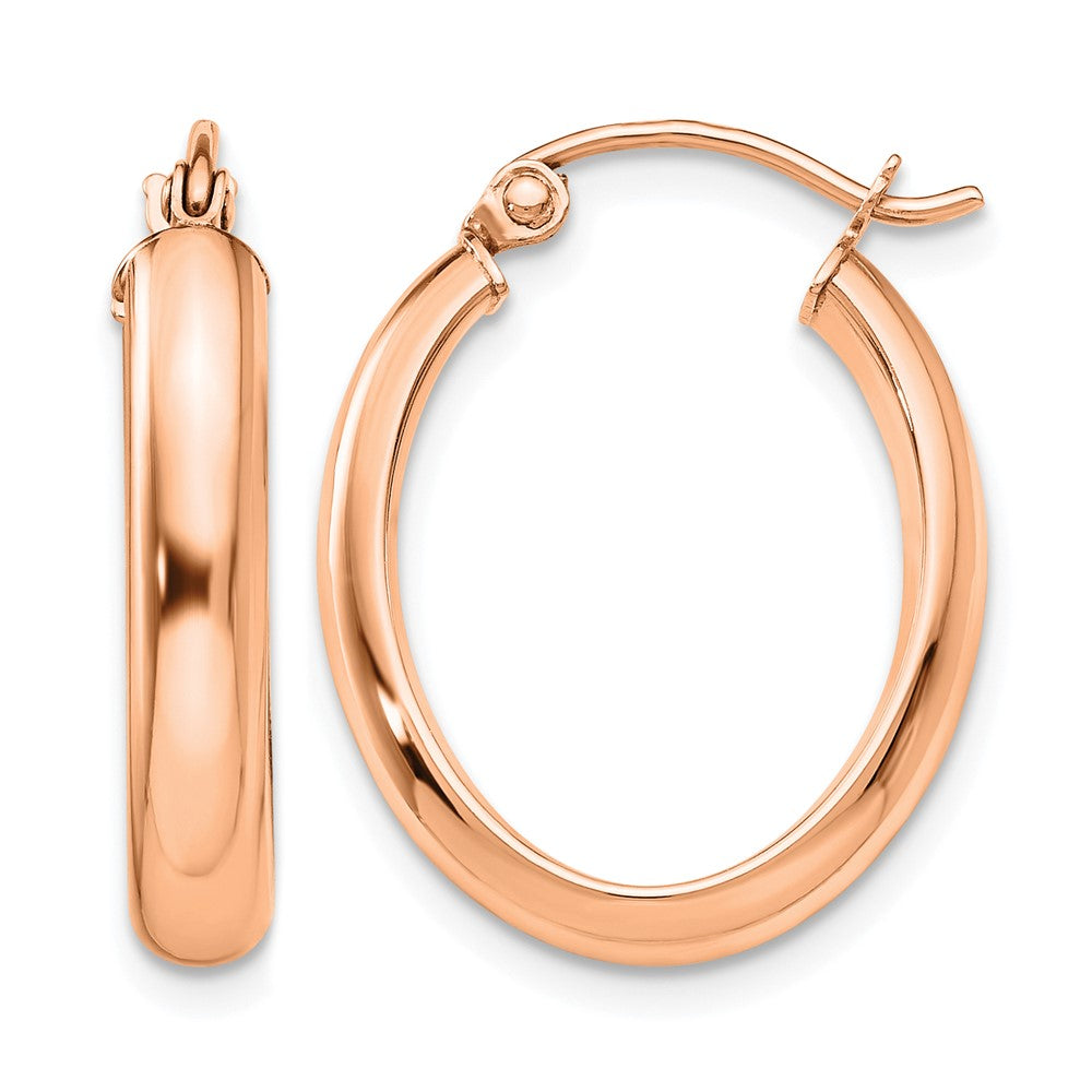 14k Rose Gold 3.75x Polished Oval Tube Hoop Earrings