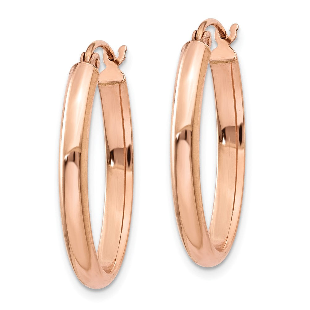14k Rose Gold 2.75x Polished Oval Tube Hoop Earrings