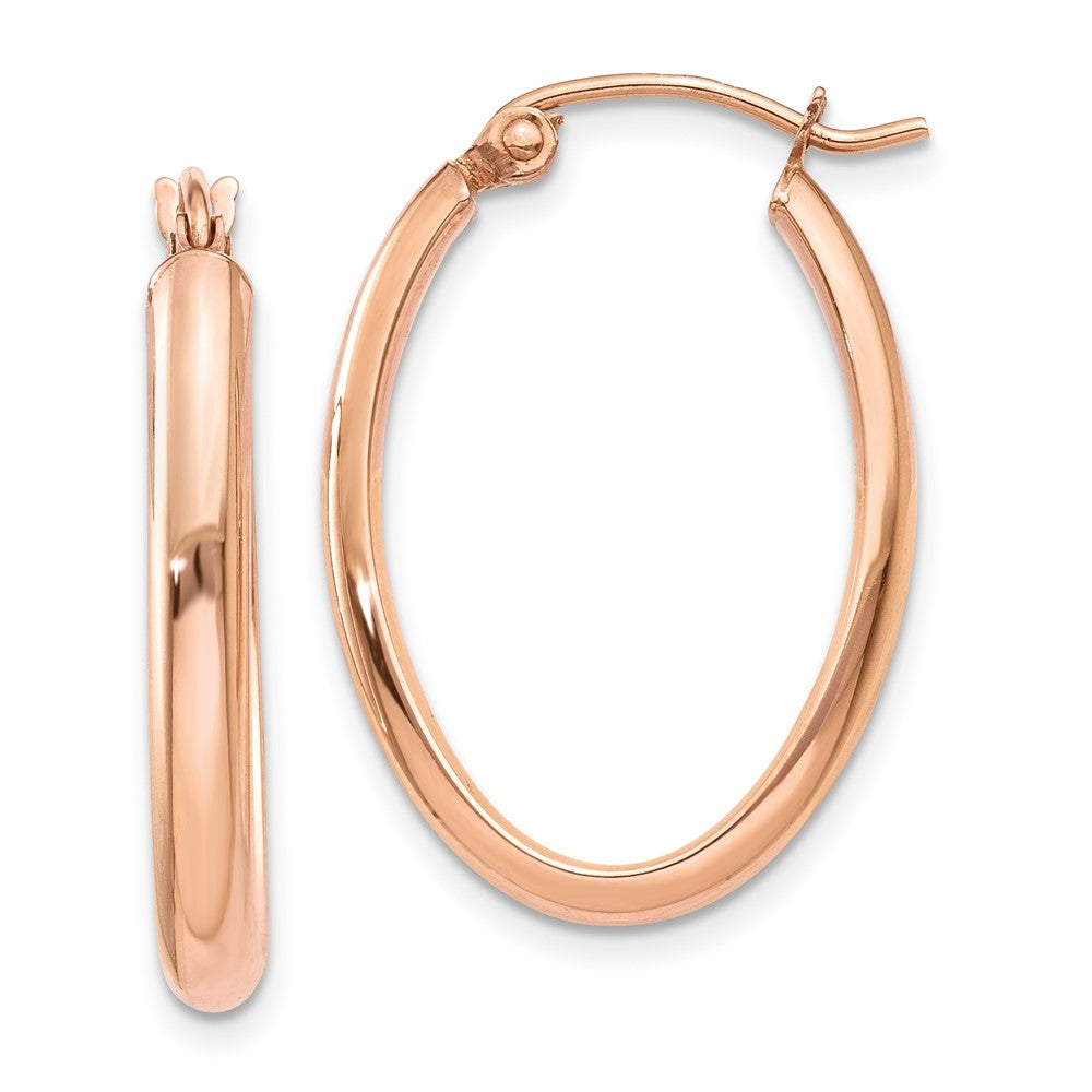 14k Rose Gold 2.75x Polished Oval Tube Hoop Earrings