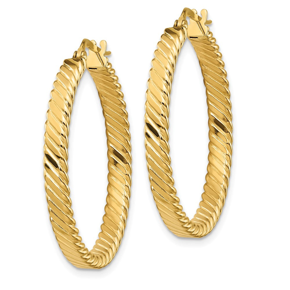 14K Large Patterned Hoop Earrings